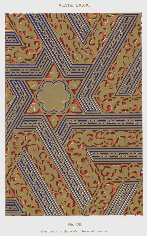 Ornament på väggarna, House of Sanchez (färg litho) av Spanish School