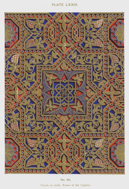 Paneler på väggar, Tower of the Captive (färg litho) av Spanish School