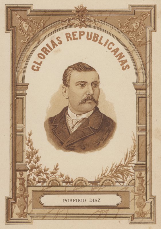 Porfirio Diaz, mexikansk soldat och politiker (litho) av Spanish School