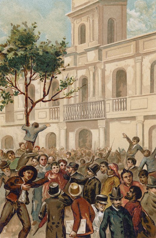 Uppror mot Argentinas president Juarez Celman, Buenos Aires, 1890 av Spanish School