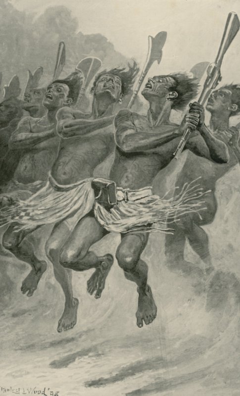 En Maori krigsdans av Stanley L. Wood