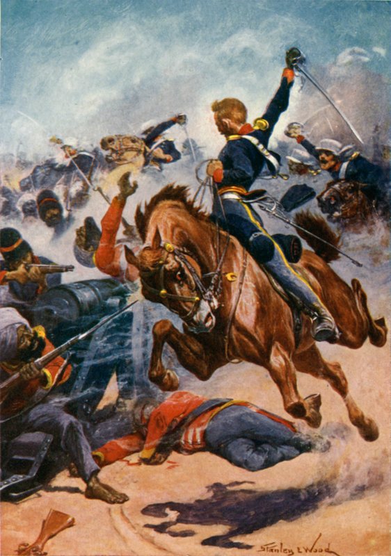 Aliwal, The Third Light Dragoons som laddar Sikh Guns av Stanley L. Wood