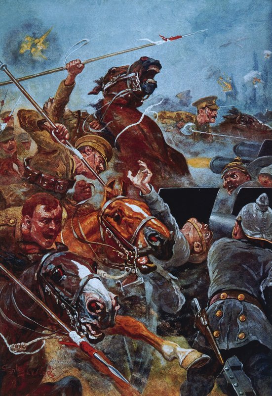 Anfallet för den 9:e Lancern under reträtten från Mons av Stanley L. Wood