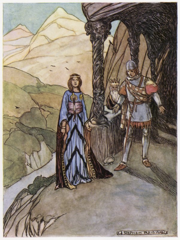 Illustration för Siegfried the Dragon-Slayer (färg litho) av Stephen Reid