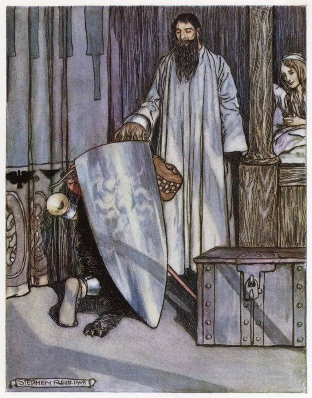 Illustration för Siegfried the Dragon-Slayer (färg litho) av Stephen Reid