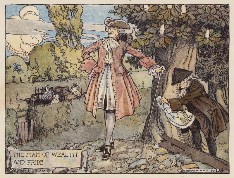Illustration till The Deserted Village av Oliver Goldsmith (färglitografi) av Stephen Reid