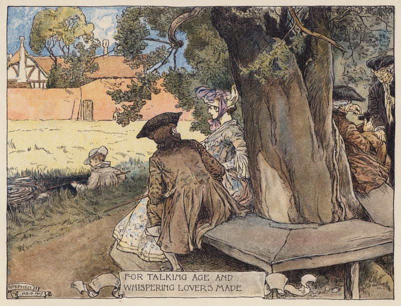 Illustration till The Deserted Village av Oliver Goldsmith (färglitografi) av Stephen Reid