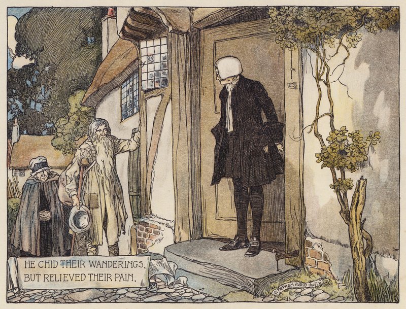 Illustration till The Deserted Village av Oliver Goldsmith (färglitografi) av Stephen Reid