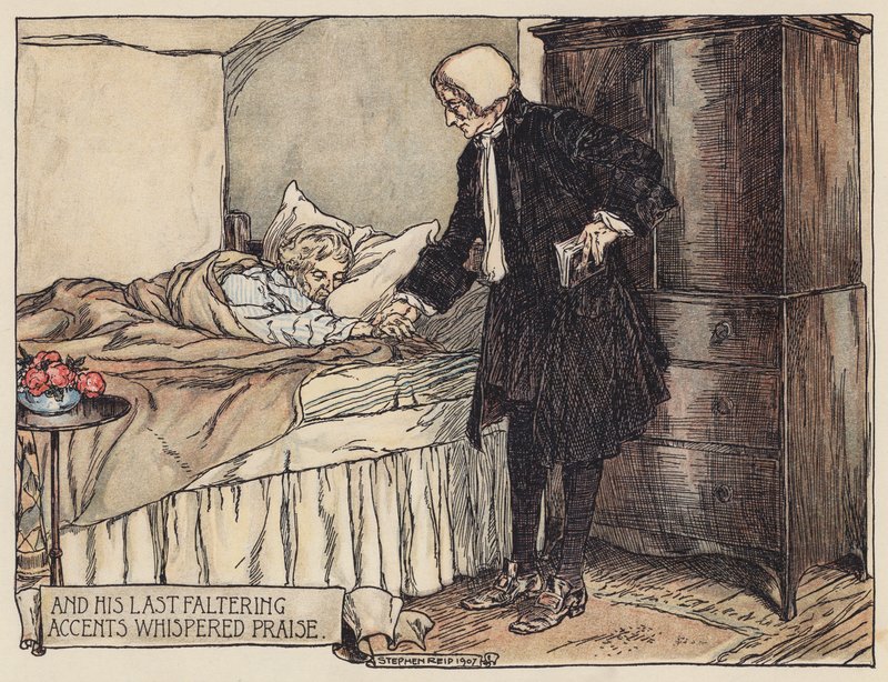 Illustration till The Deserted Village av Oliver Goldsmith (färglitografi) av Stephen Reid
