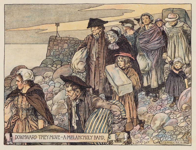Illustration till The Deserted Village av Oliver Goldsmith (färglitografi) av Stephen Reid