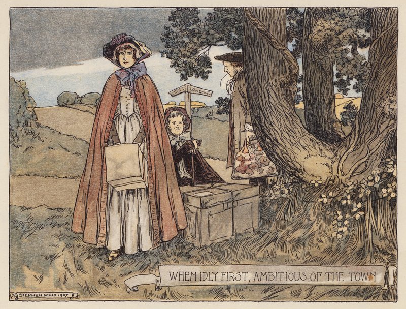 Illustration till The Deserted Village av Oliver Goldsmith (färglitografi) av Stephen Reid