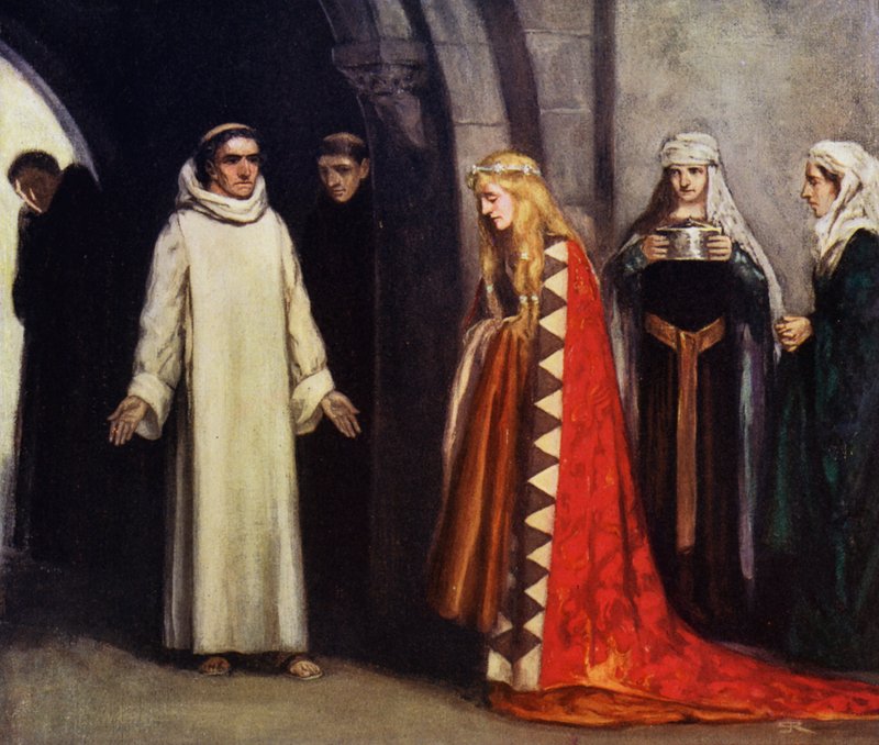 Sankt Bernard och hans syster Hombeline (färg litho) av Stephen Reid
