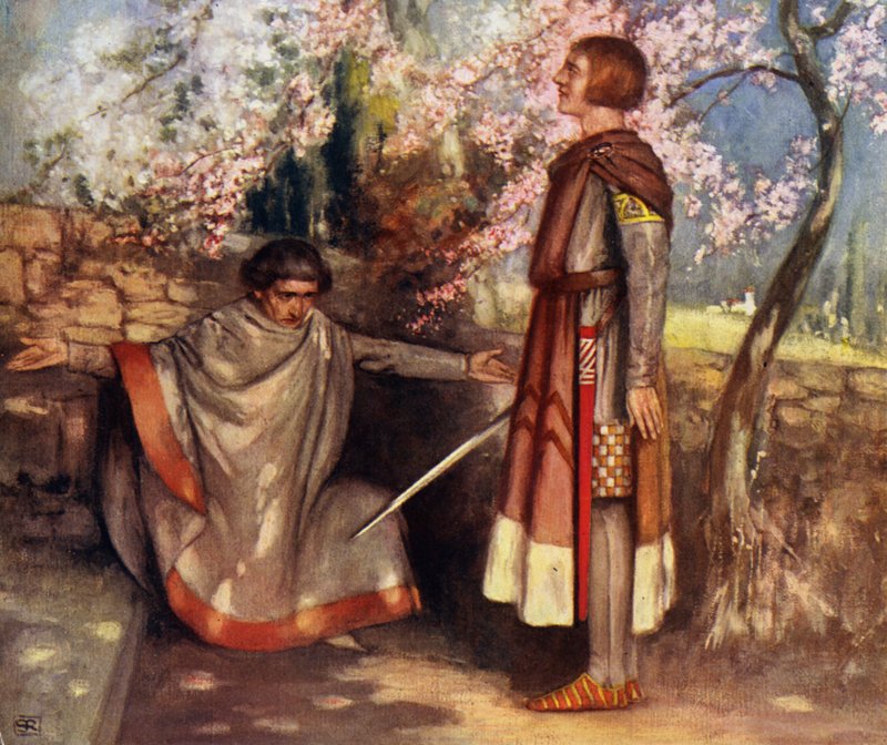 Saint Giovanni Gualberto och mördaren (litofärg) av Stephen Reid