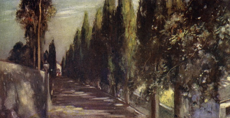 The Avenue of the Encounter, San Miniato (färg litho) av Stephen Reid