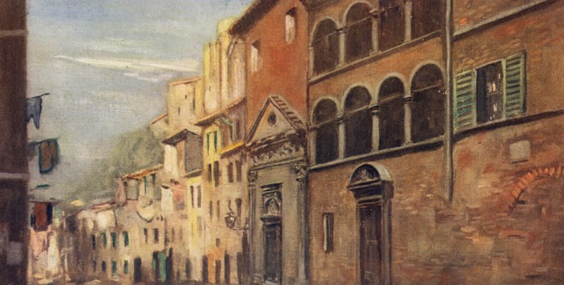 The House of Saint Catherine, Siena (färg litho) av Stephen Reid
