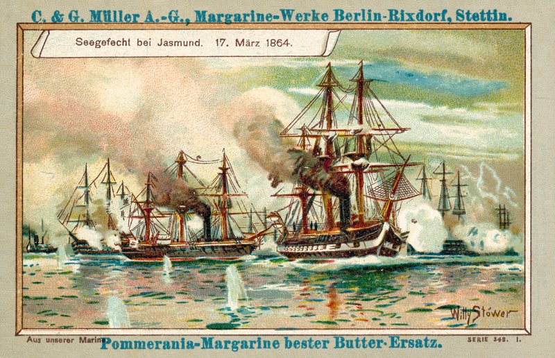 Slaget vid Jasmund, 17 mars 1864 (kromolit) av Stoewer Willy