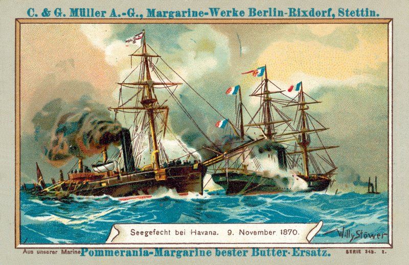 Sjöstrid vid Havanna, 9 november 1870 (chromolitho) av Stoewer Willy