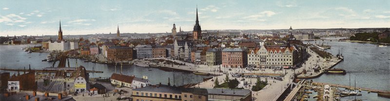 Stockholm: Panorama Fran Katarinahissen (färgad bild) av Swedish Photographer