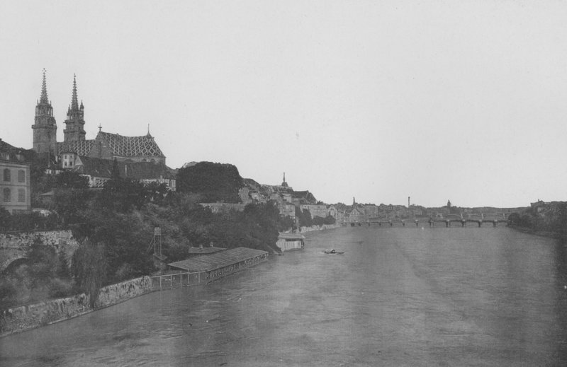 Basel, katedralen och Rhen (s/v foto) av Swiss Photographer
