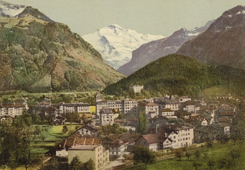 Bernese Oberland: Interlaken, total vy (färgat foto) av Swiss Photographer