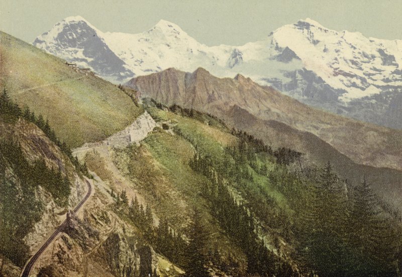 Berner Oberland: Schynige Platte, järnvägslinje (färgad bild) av Swiss Photographer