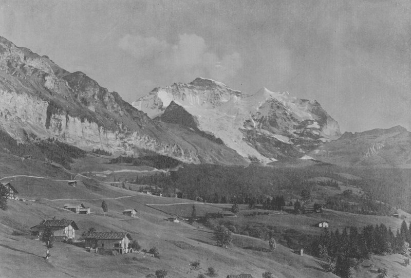Jungfrau, utsikt tagen från Wengen (s/v foto) av Swiss Photographer