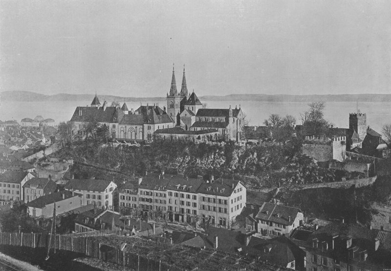 Neuchatel, The Chateau and the Collegiate Church (s/v foto) av Swiss Photographer