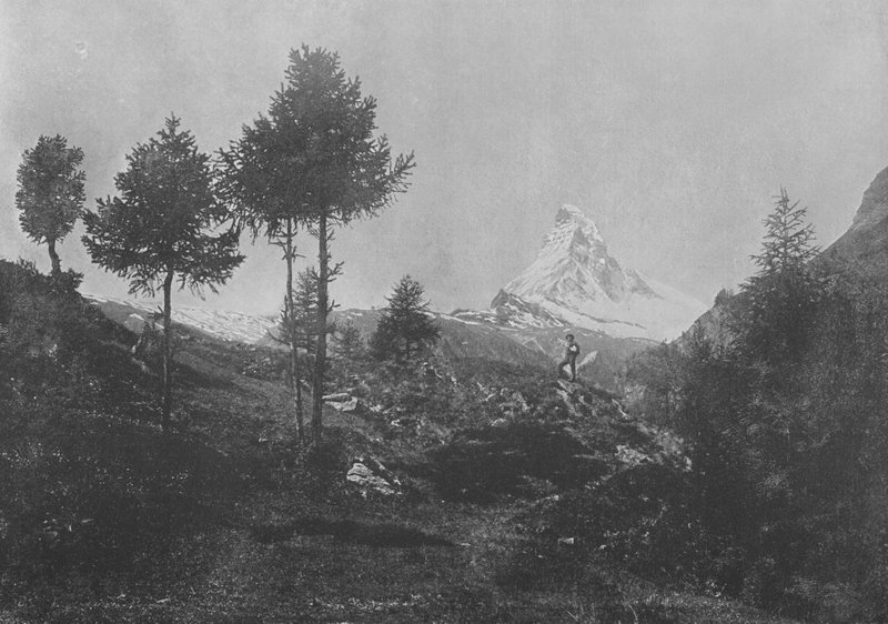 Alplandskap och Matterhorn (s/v foto) av Swiss Photographer