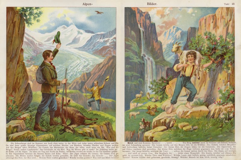 Alpina scener (chromolitho) av Swiss School