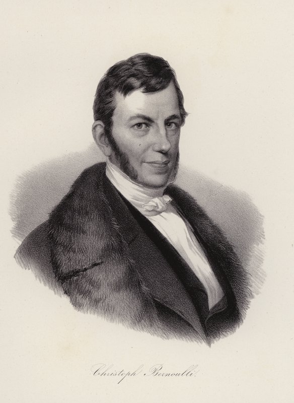 Christoph Bernoulli, schweizisk naturforskare och ekonom (gravyr) av Swiss School