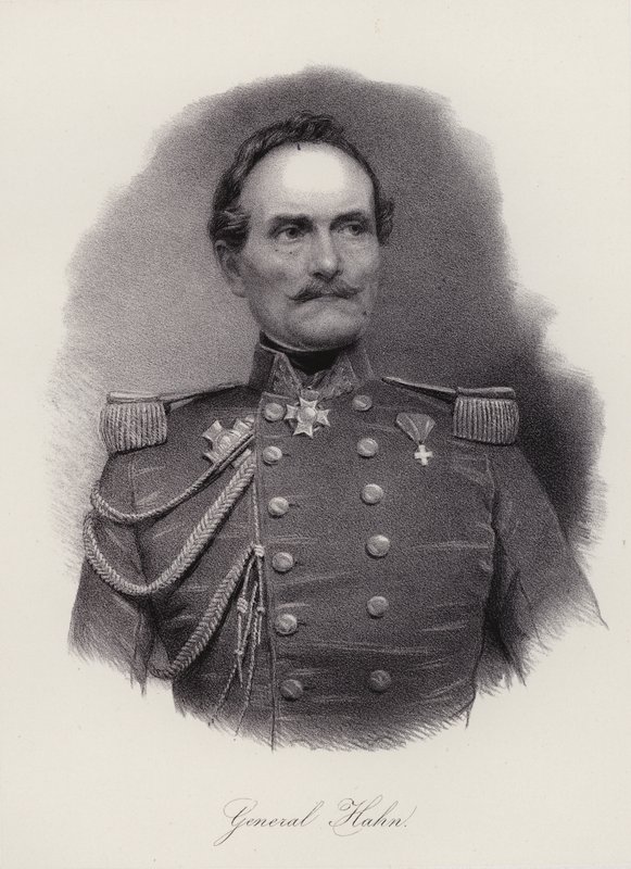 Emanuel Hahn, schweizisk general (gravyr) av Swiss School