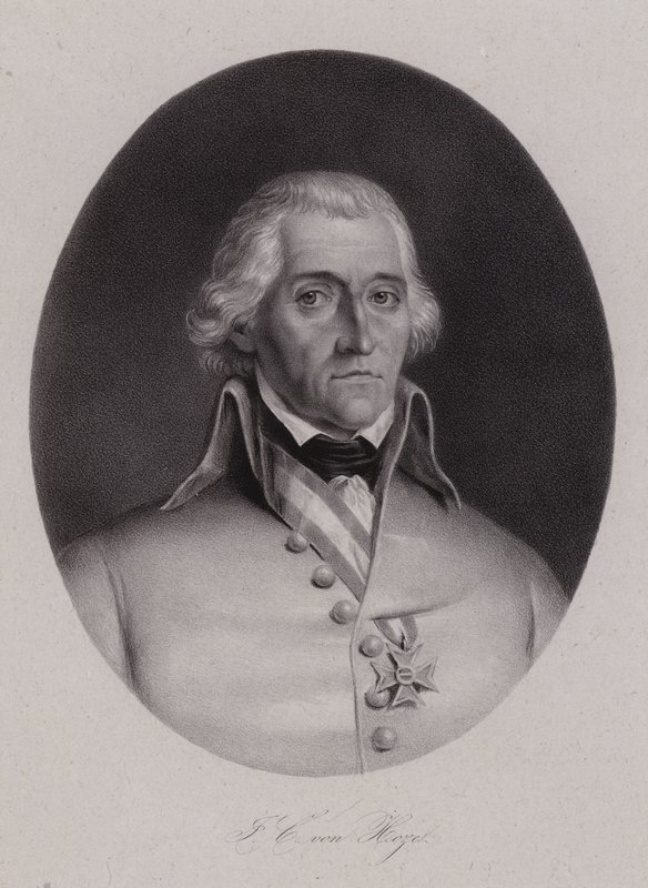 Friedrich Freiherr von Hotze, schweizisk född general i den österrikiska armén under de franska revolutionskrigen (gravyr) av Swiss School