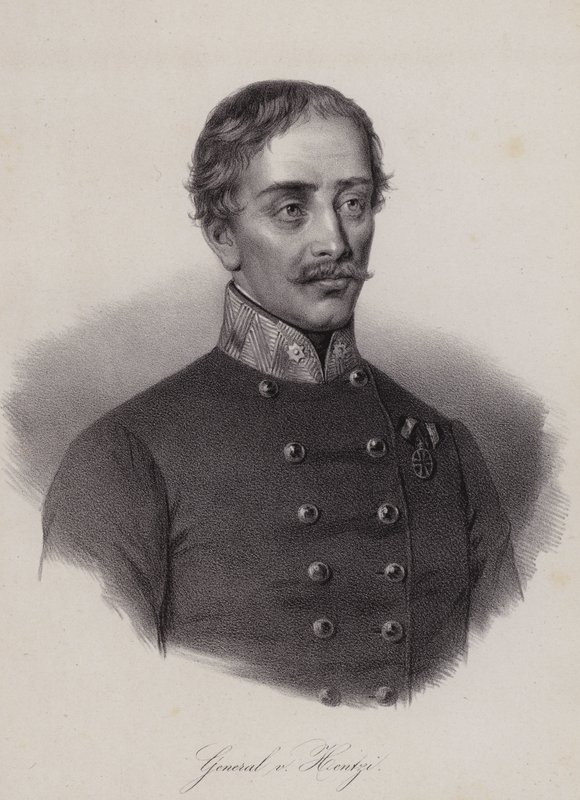 Heinrich Hentzi von Arthurm, ungersk general i det österrikiska imperiets armé (gravyr) av Swiss School