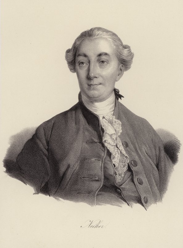 Jacques Necker, schweizisk bankir (gravyr) av Swiss School