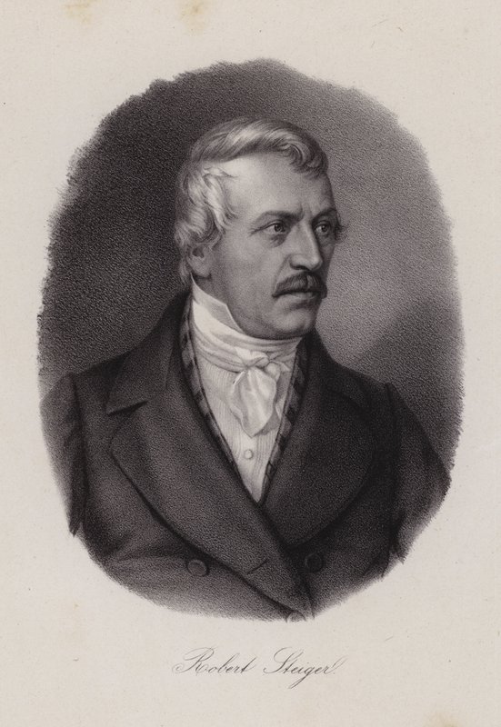 Jakob Robert Steiger, schweizisk politiker och ordförande för det schweiziska nationella rådet (gravyr) av Swiss School