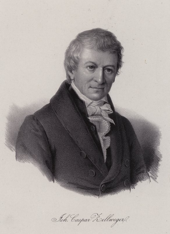 Johann Caspar Zellweger, schweizisk textilentreprenör och filantrop (gravyr) av Swiss School