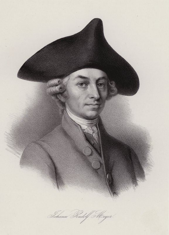 Johann Rudolf Meyer, schweizisk sidenbandstillverkare och filantrop (gravyr) av Swiss School