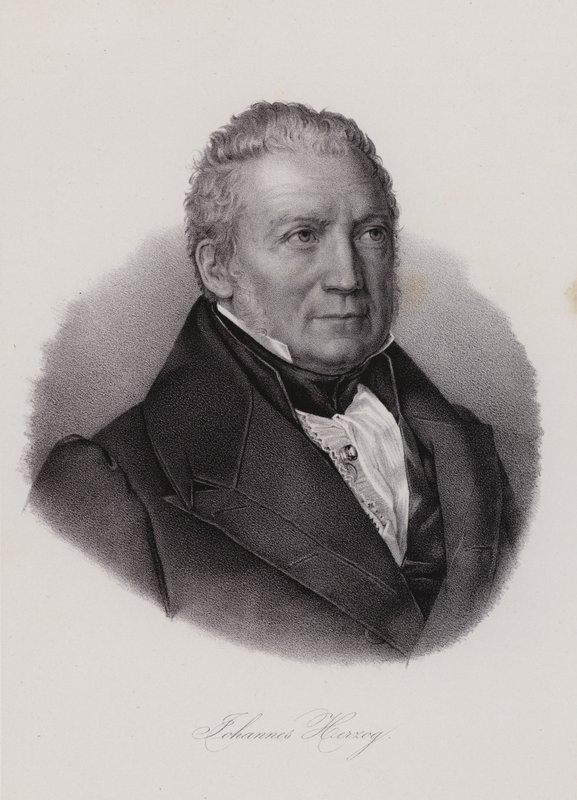 Johannes Herzog Von Effingen, schweizisk politiker och entreprenör (gravyr) av Swiss School