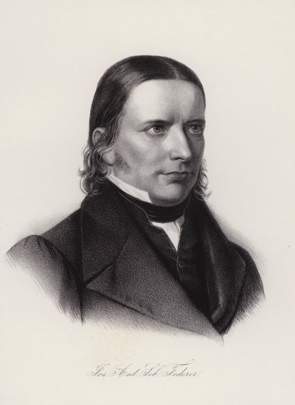 Josef Anton Sebastian Federer, schweizisk teolog, lärare och politiker (gravyr) av Swiss School