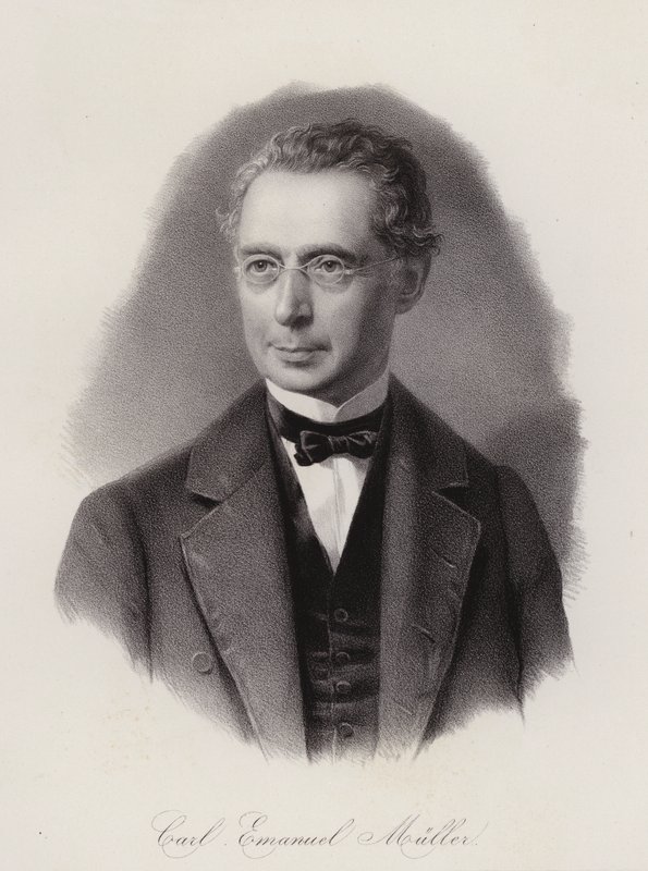 Karl Emanuel Muller, schweizisk civilingenjör och politiker (gravyr) av Swiss School