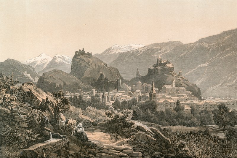 Sion, huvudstad i kantonen Valais av Swiss School