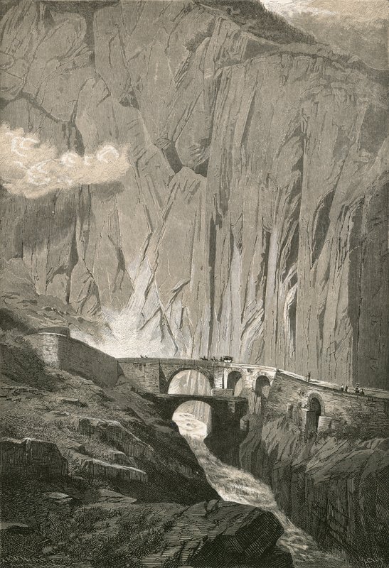 The Devils Bridge.-St. Gothard Road, Schollenen Gorge av Swiss School