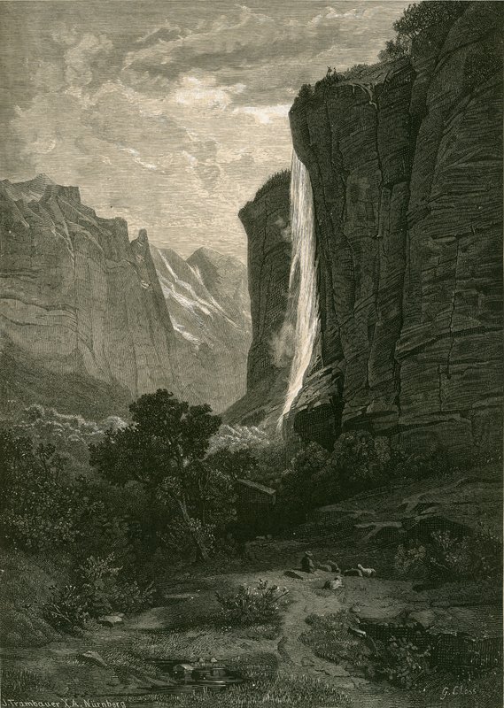 Staubbach, i dalen Lauterbrunnen av Swiss School