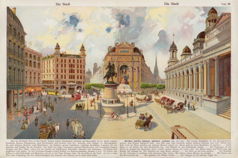 Staden (chromolitho) av Swiss School