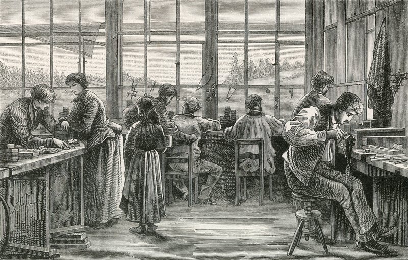 Urmakarverkstad på La Chaux de Fonds av Swiss School