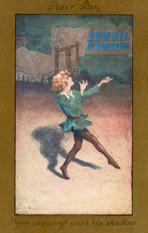Peter Pan: Peter dansar med sin skugga (färglitografi) av Sybil Barham