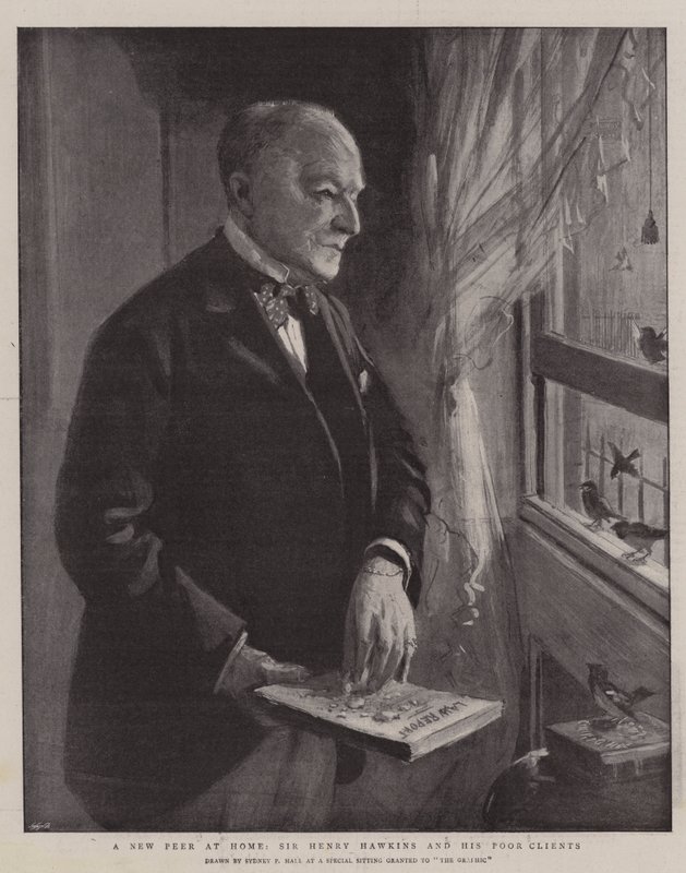 En ny kamrat hemma, Sir Henry Hawkins och hans fattiga klienter av Sydney Prior Hall