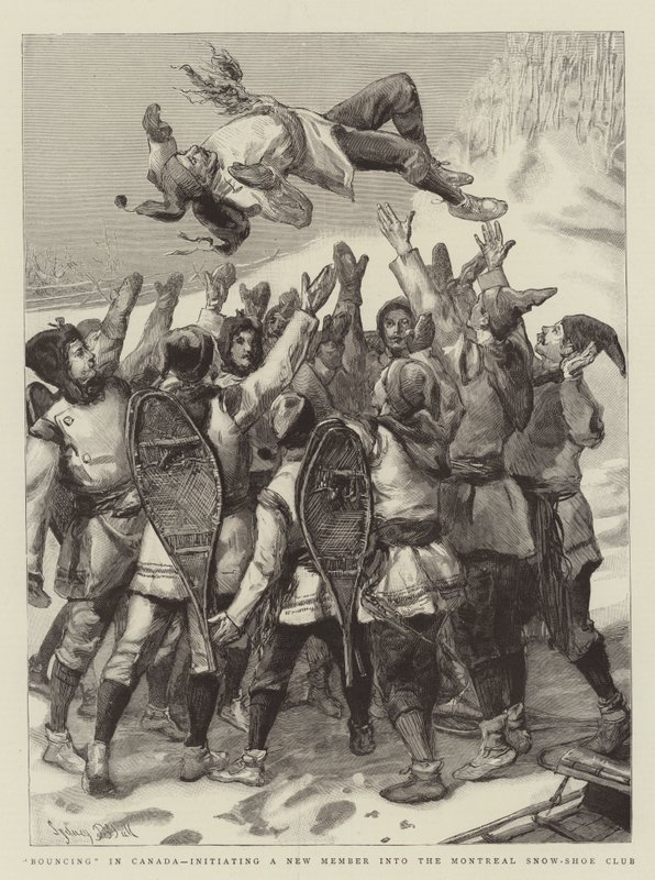 Bouncing in Canada, invigning av en ny medlem i Montreal Snow-Shoe Club av Sydney Prior Hall