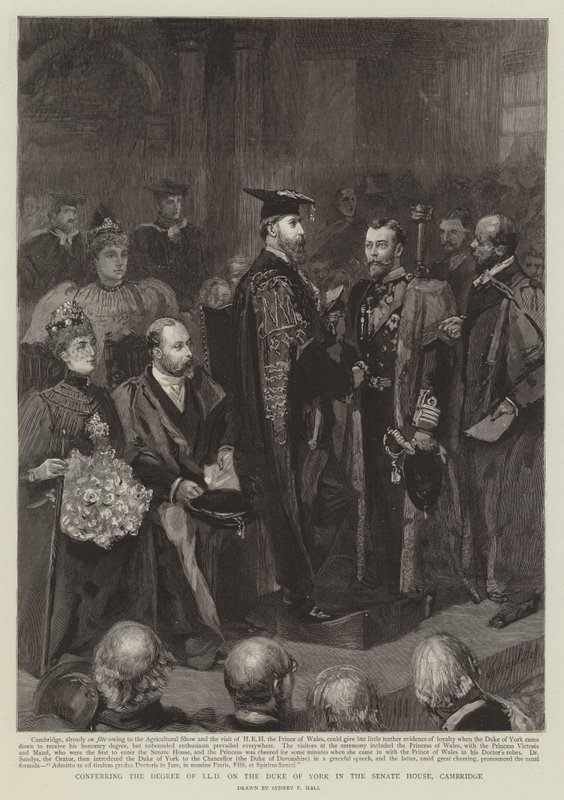 Degree of LLD till hertigen av York i Senate House, Cambridge av Sydney Prior Hall