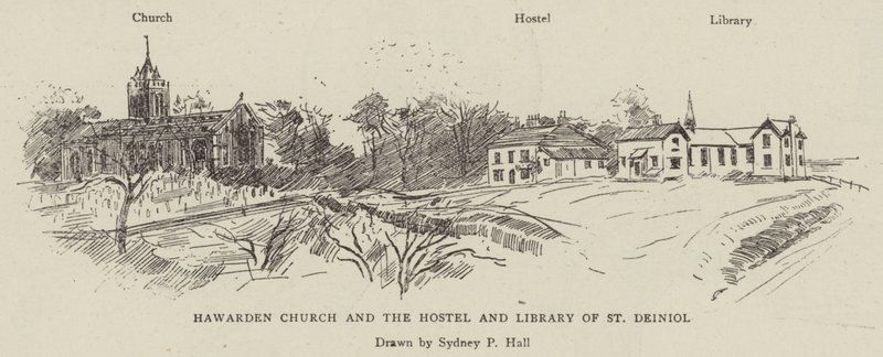 Hawarden Church och Hostel and Library of St Deiniol av Sydney Prior Hall